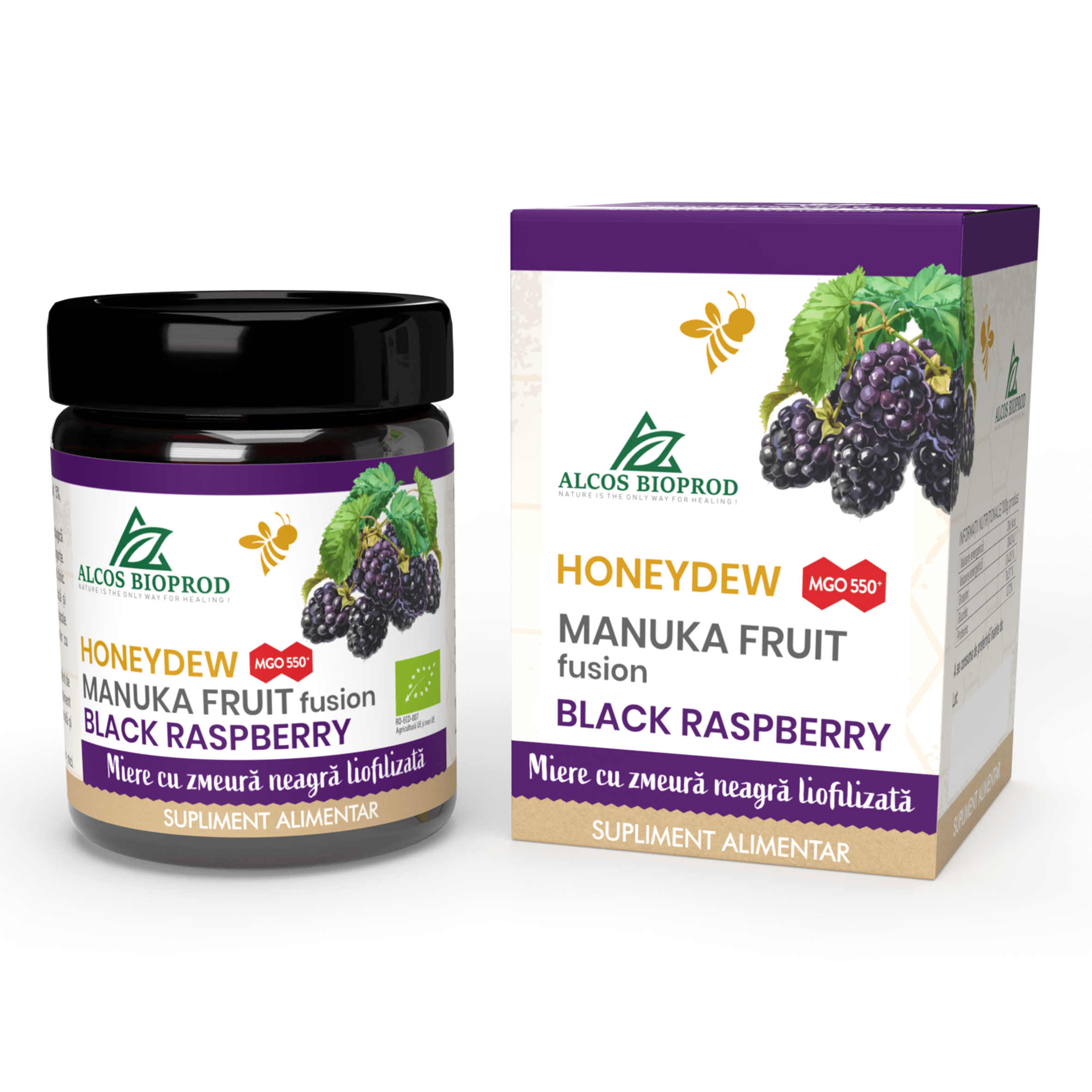 Miere-bio-manuka-BLACK-RASPBERRY-new Miere Honeydew & Manuka Fruit Fuzion Black Raspberry - imagine 1
