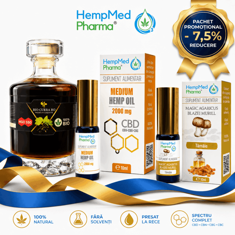 Pachet Medium Hemp Oil + Agaricus cu Tămâie + Biocurarro