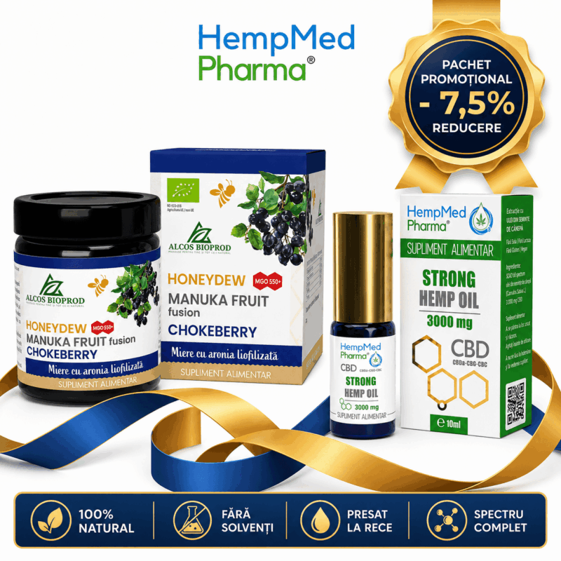 Pachet Strong Hemp Oil + Miere cu Aronia